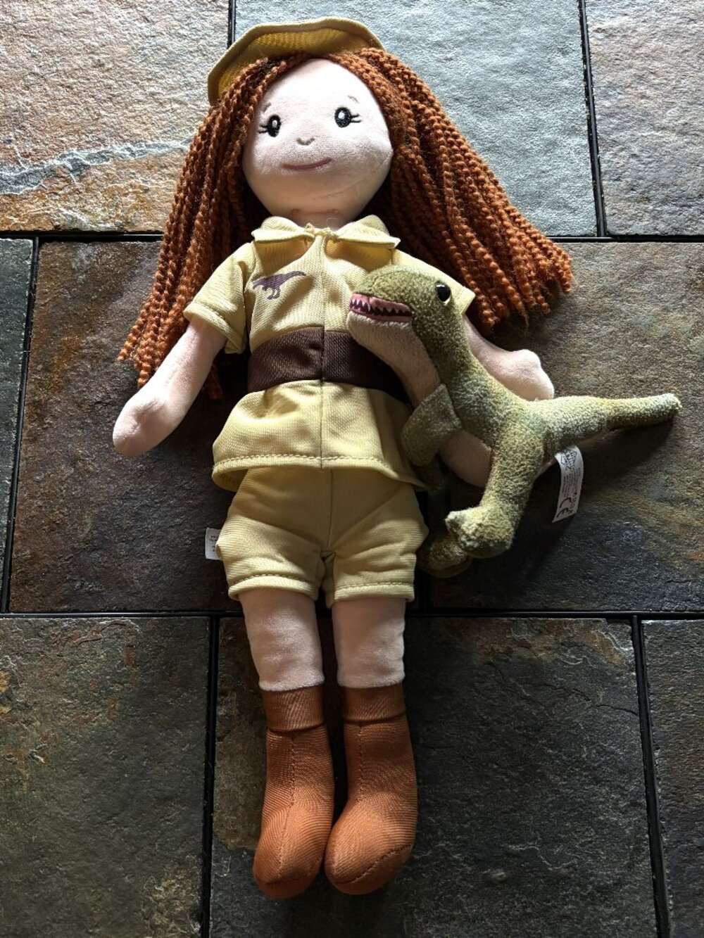 The Petting Zoo paleontologist doll & dinosaur plush set